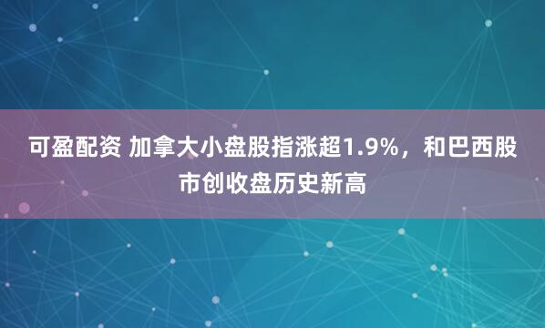 可盈配资 加拿大小盘股指涨超1.9%，和巴西股市创收盘历史新高